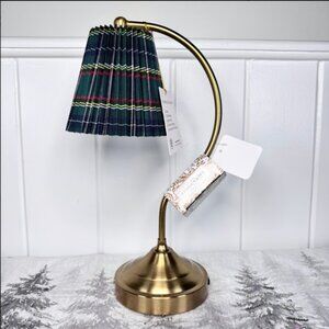 Laura Ashley Touch Lamp Green Plaid Shade Rechargeable LED Light Dimmable